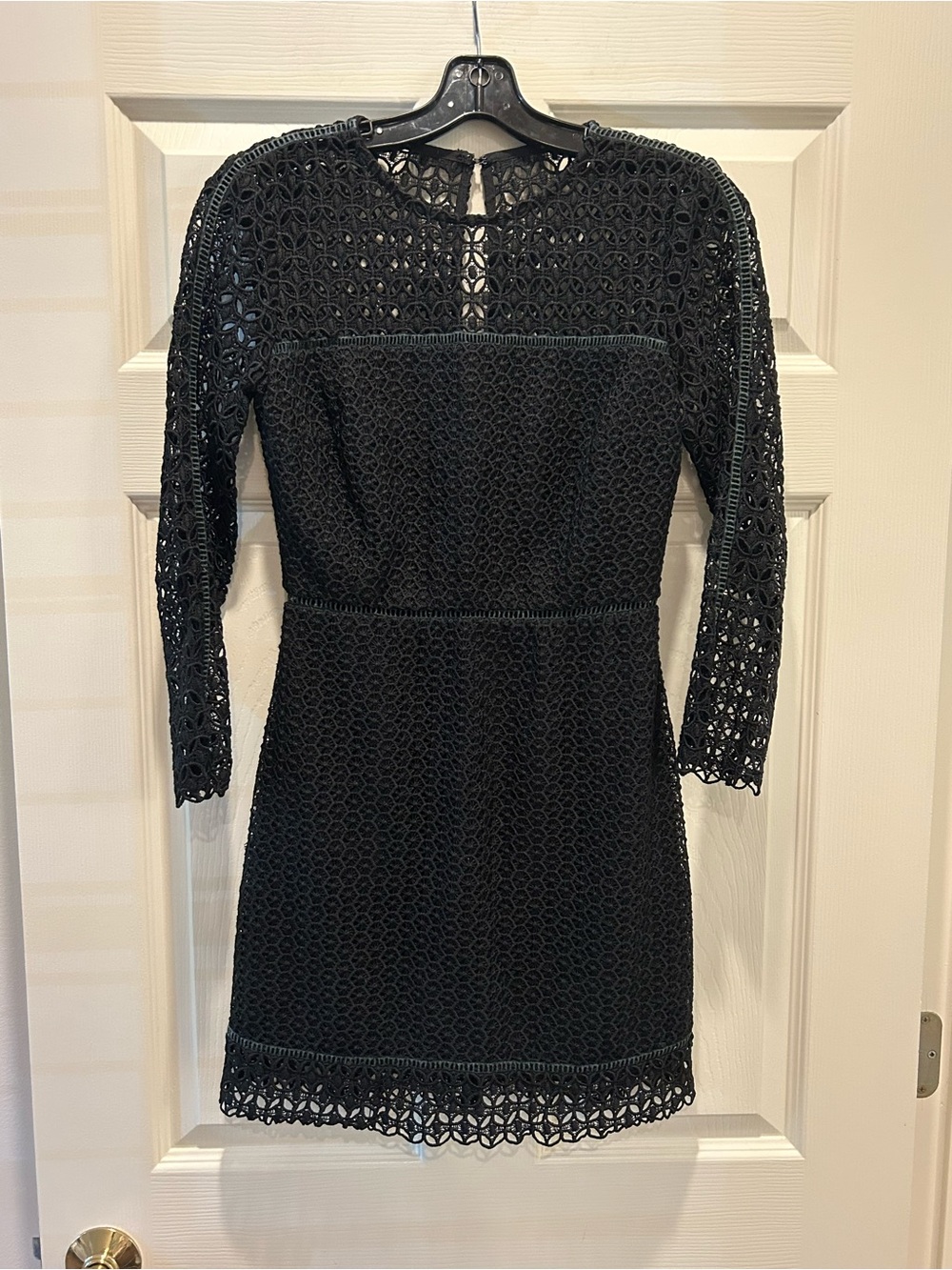 Cynthia Rowley Black Crochet Lace Long Sleeve Dress